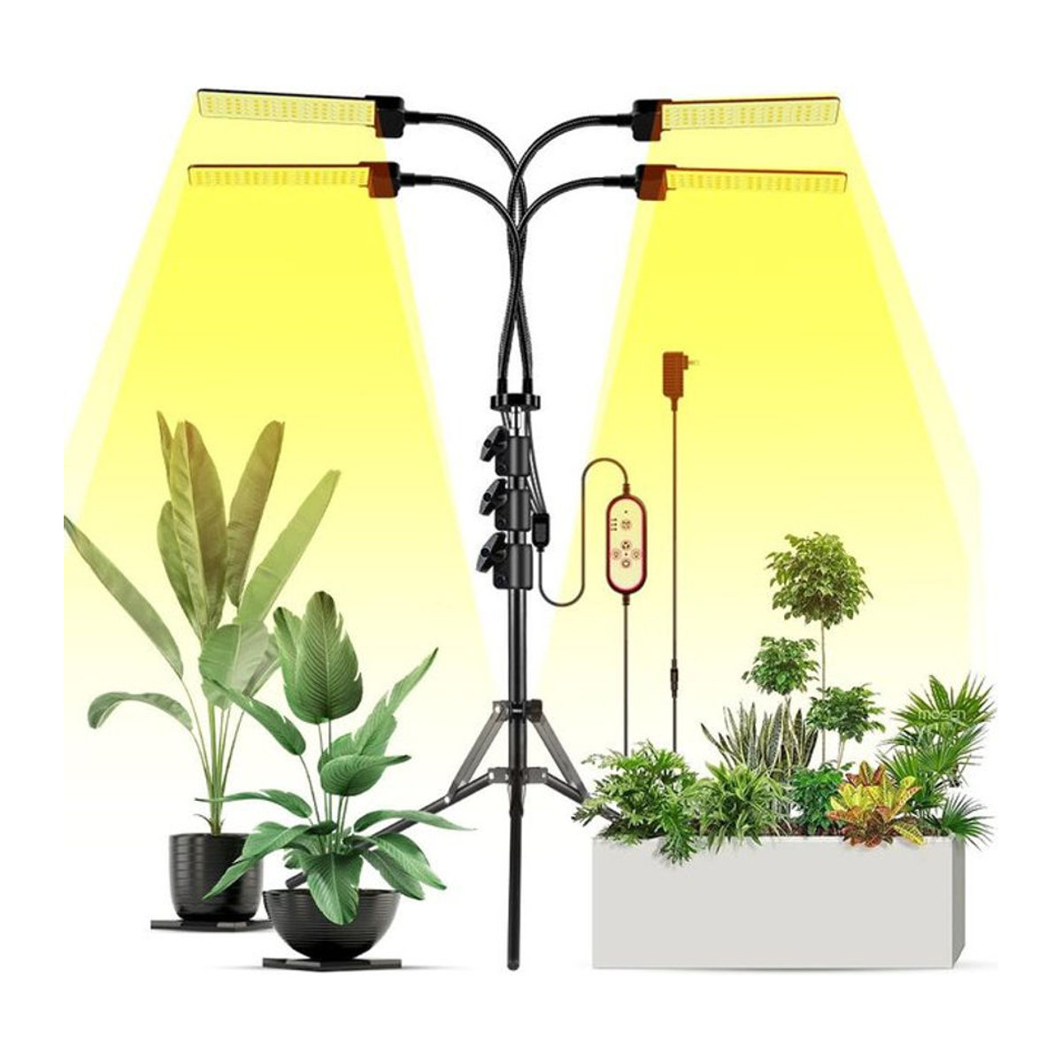 Tomshine LED Pflanzenwachstumslampe mit 4 Köpfen, Vollspektrum-Wachstumslicht für Zimmerpflanzen, 3 Lichtmodi, 5 Helligkeitsstufen und 3 Zeitmodi, US-Stecker - Bild 1