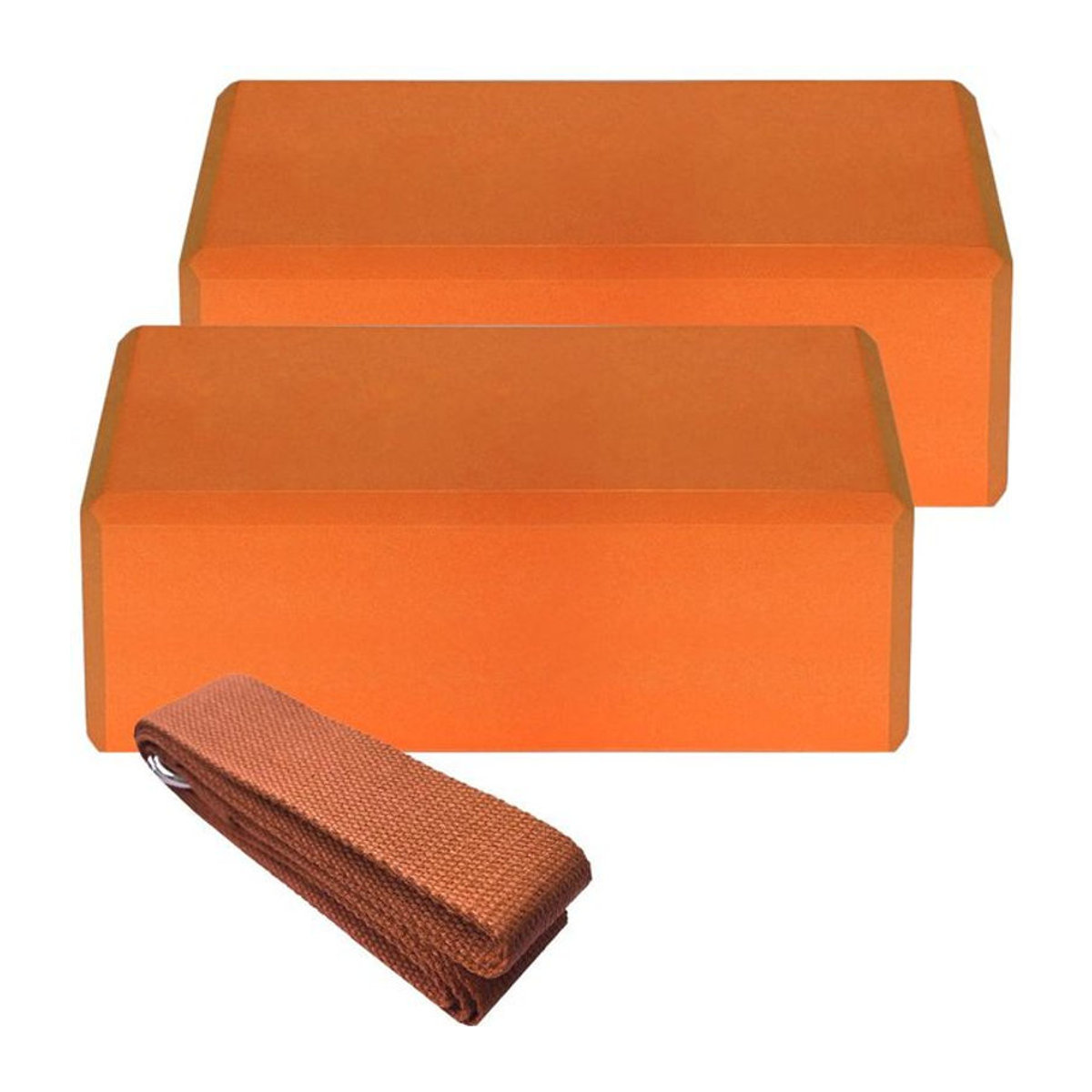 TOMSHOO Yoga Set bestehend aus 2 EVA Yoga-Blöcken und 1 Baumwoll-Yogagurt in Orange - Bild 1