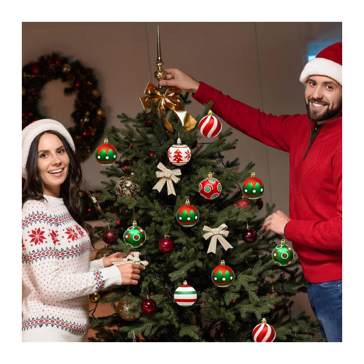 TOMTOP JMS 30er Set bunte Weihnachtskugeln aus Kunststoff als unkaputtbare Hängeornamente für deinen Weihnachtsbaum, Durchmesser: 6 cm - Bild 2