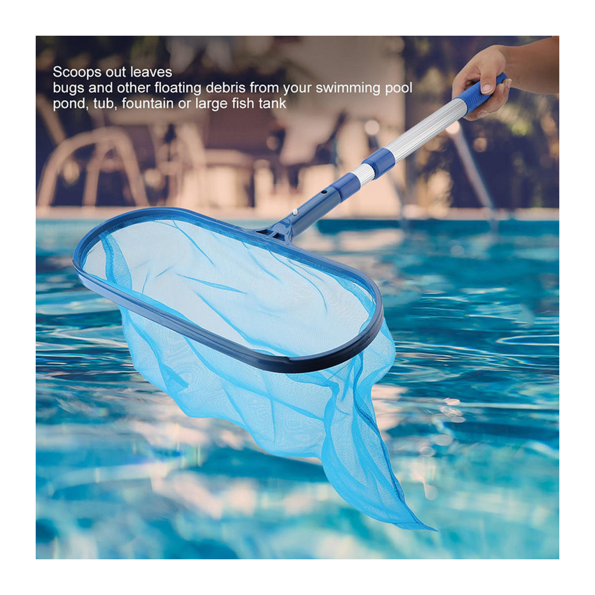 TOMTOP JMS Bladschöpfer für Pool und Teich mit Teleskopstange in Blau aus ABS und Mesh - Bild 3