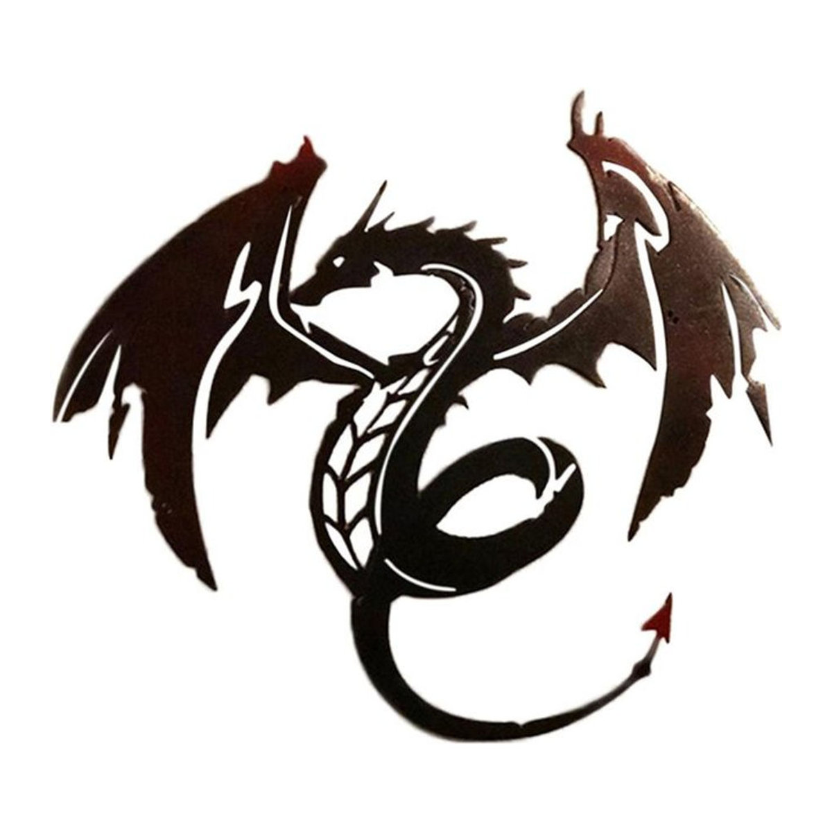 TOMTOP JMS Drachen Wandkunst aus Metall in Schwarz als Vintage Tier-Skulptur zur Wanddekoration - Bild 1