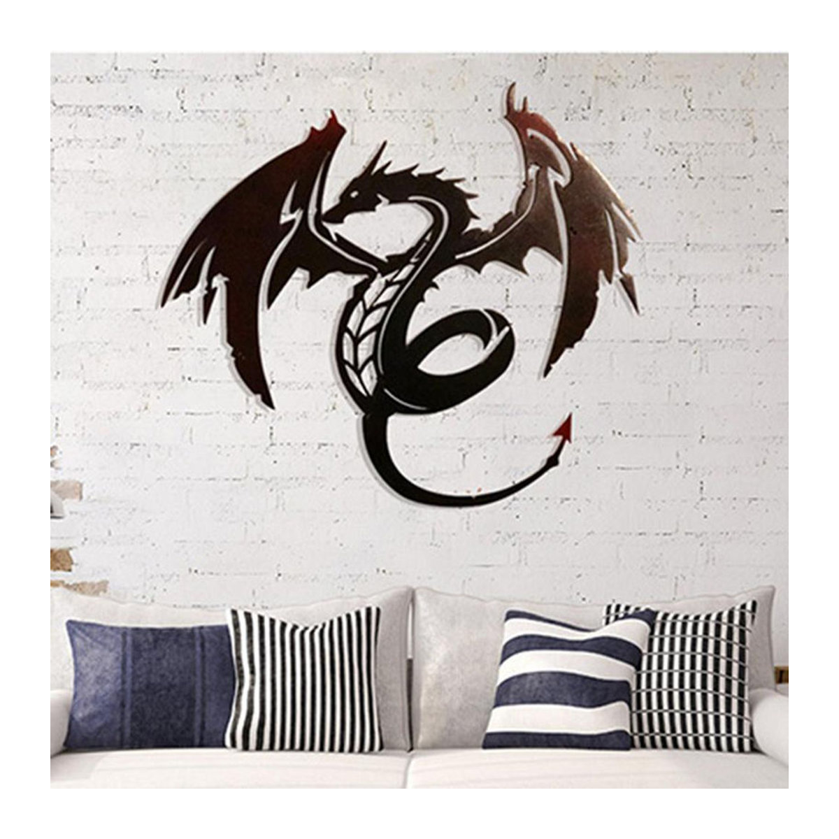 TOMTOP JMS Drachen Wandkunst aus Metall in Schwarz als Vintage Tier-Skulptur zur Wanddekoration - Bild 2