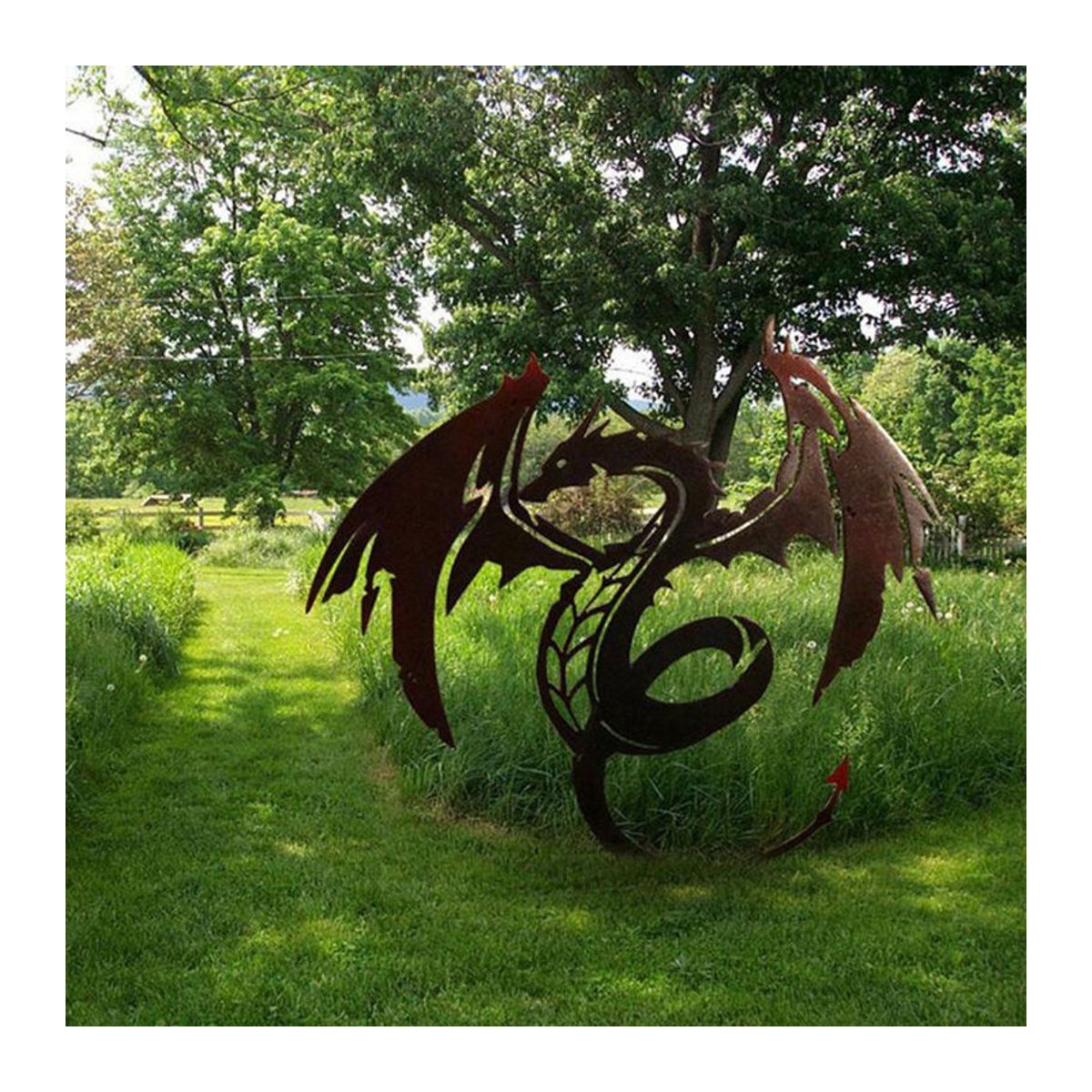 TOMTOP JMS Drachen Wandkunst aus Metall in Schwarz als Vintage Tier-Skulptur zur Wanddekoration - Bild 4