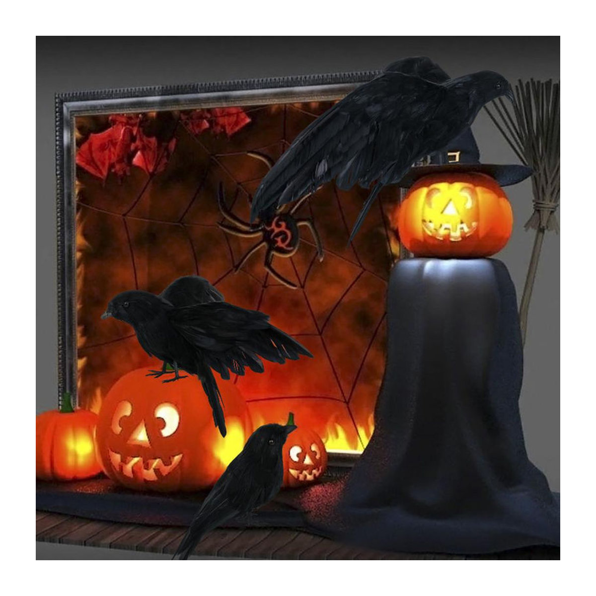 TOMTOP JMS Halloween Krähen-Dekoration aus Textil in Schwarz - Bild 2