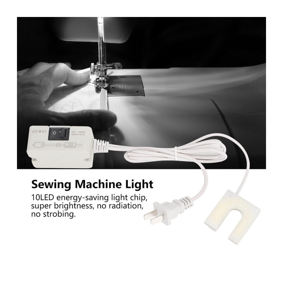 TOMTOP JMS LED Nähmaschinenleuchte U-förmig in Weiß mit minimalistischem Design aus Metall und Kunststoff - Bild 4