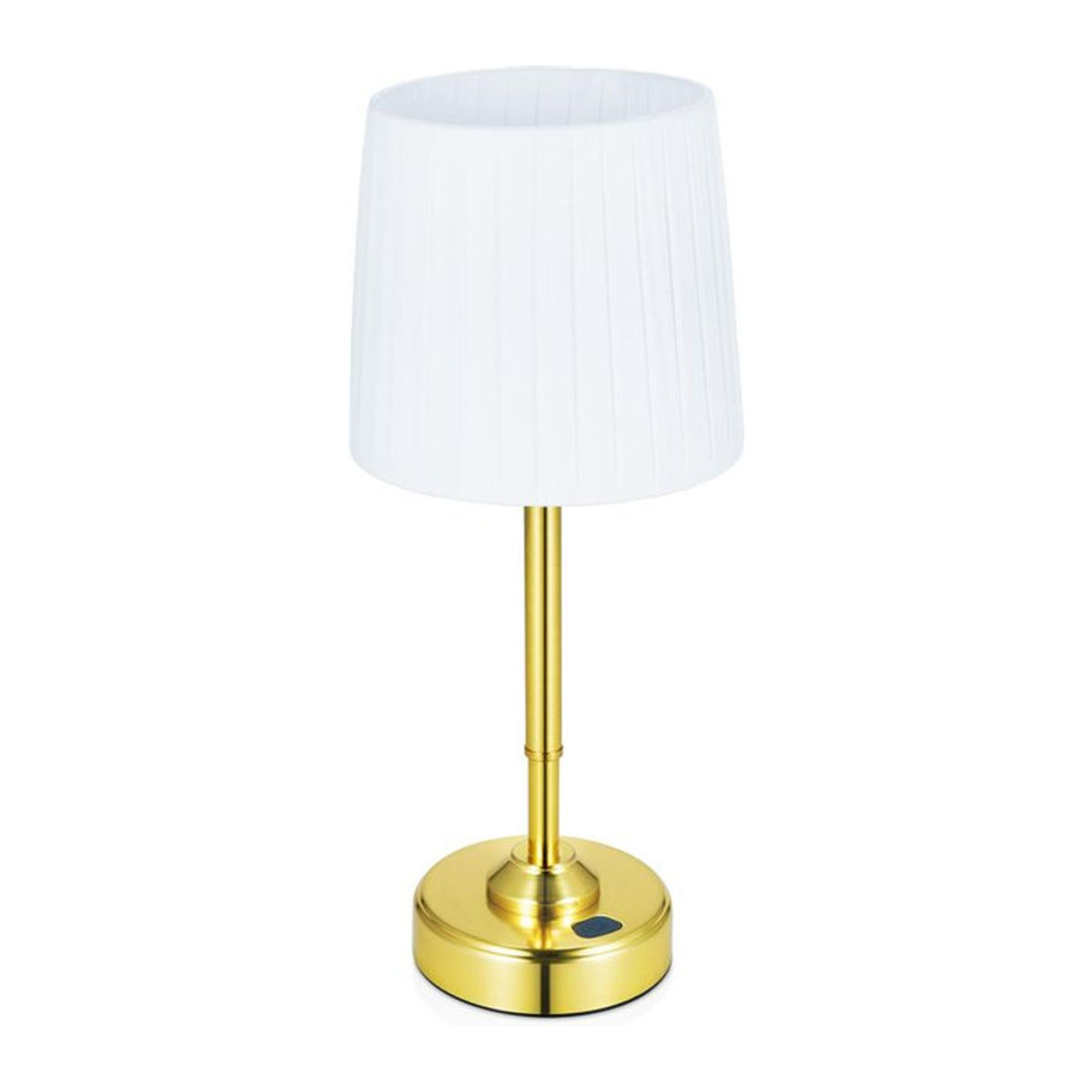 TOMTOP JMS LED Tischlampe mit Stoffschirm, kabellos wiederaufladbar, 3 Farbtemperaturen und dimmbar, Beige/Gold/Weiß - Bild 1