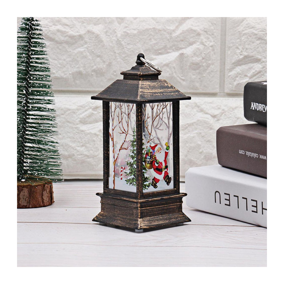 TOMTOP JMS LED Weihnachts-Laterne für außen, batteriebetriebene Windlicht-Dekoration in Gold mit warmweißem Licht, Engel Design - Bild 6
