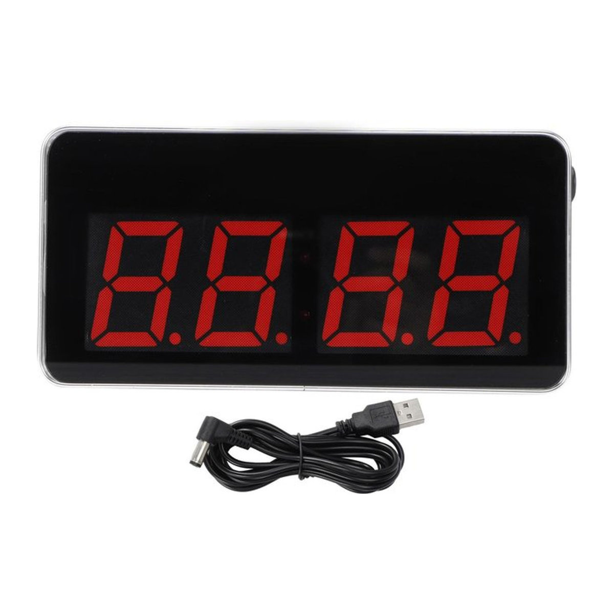 TOMTOP JMS Moderne Digitale LED Wanduhr mit Datumsanzeige in Schwarz und Rot aus Glas und Metall - Bild 1