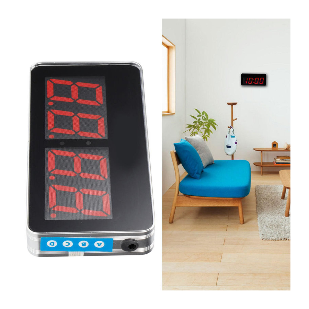TOMTOP JMS Moderne Digitale LED Wanduhr mit Datumsanzeige in Schwarz und Rot aus Glas und Metall - Bild 3