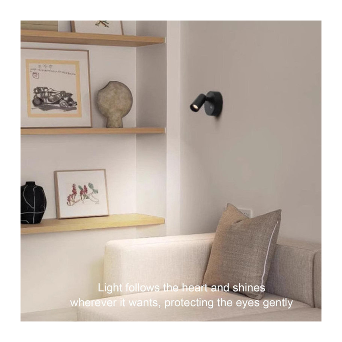 TOMTOP JMS Moderne Magnetische LED Wandleuchte mit Touch-Schalter und Dimmfunktion, Strahler für Schlafzimmer und Nachttisch, Schwarz/Weiß, Neutralweiß - Bild 4
