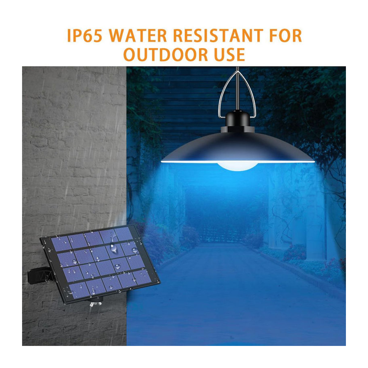 TOMTOP JMS Solarbetriebene LED Pendelleuchte in Weiß mit verstellbarem Panel und IP65 Wasserdichtigkeit im Retro Industrial Design - Bild 5