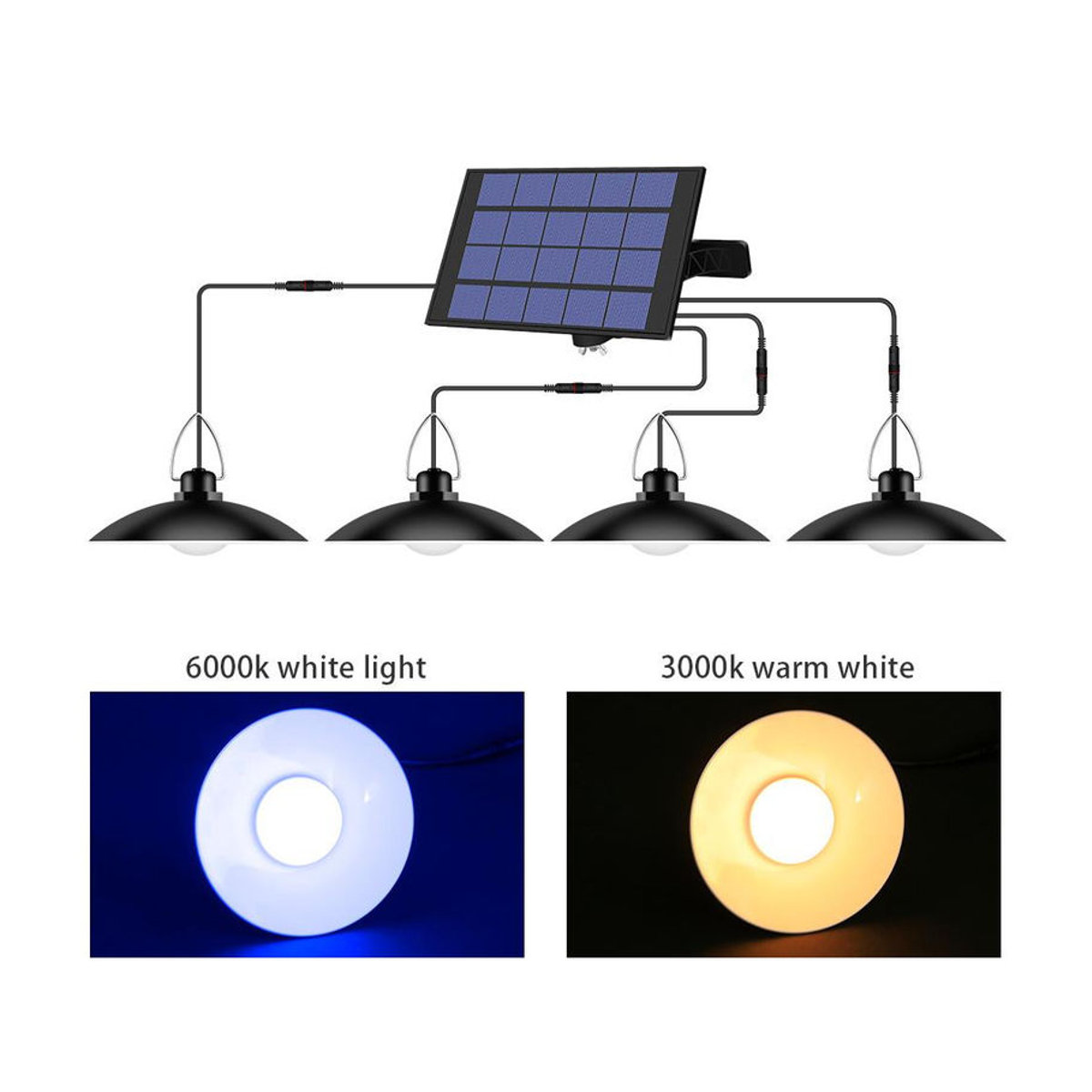 TOMTOP JMS Solarbetriebene LED Pendelleuchte in Weiß mit verstellbarem Panel und IP65 Wasserdichtigkeit im Retro Industrial Design - Bild 6