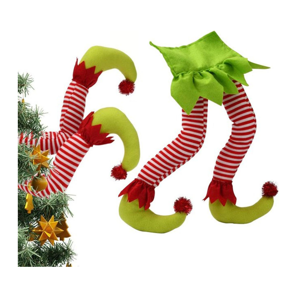 TOMTOP JMS Weihnachtself als hängende Weihnachtsdekoration aus Textil, mehrfarbig - Bild 1