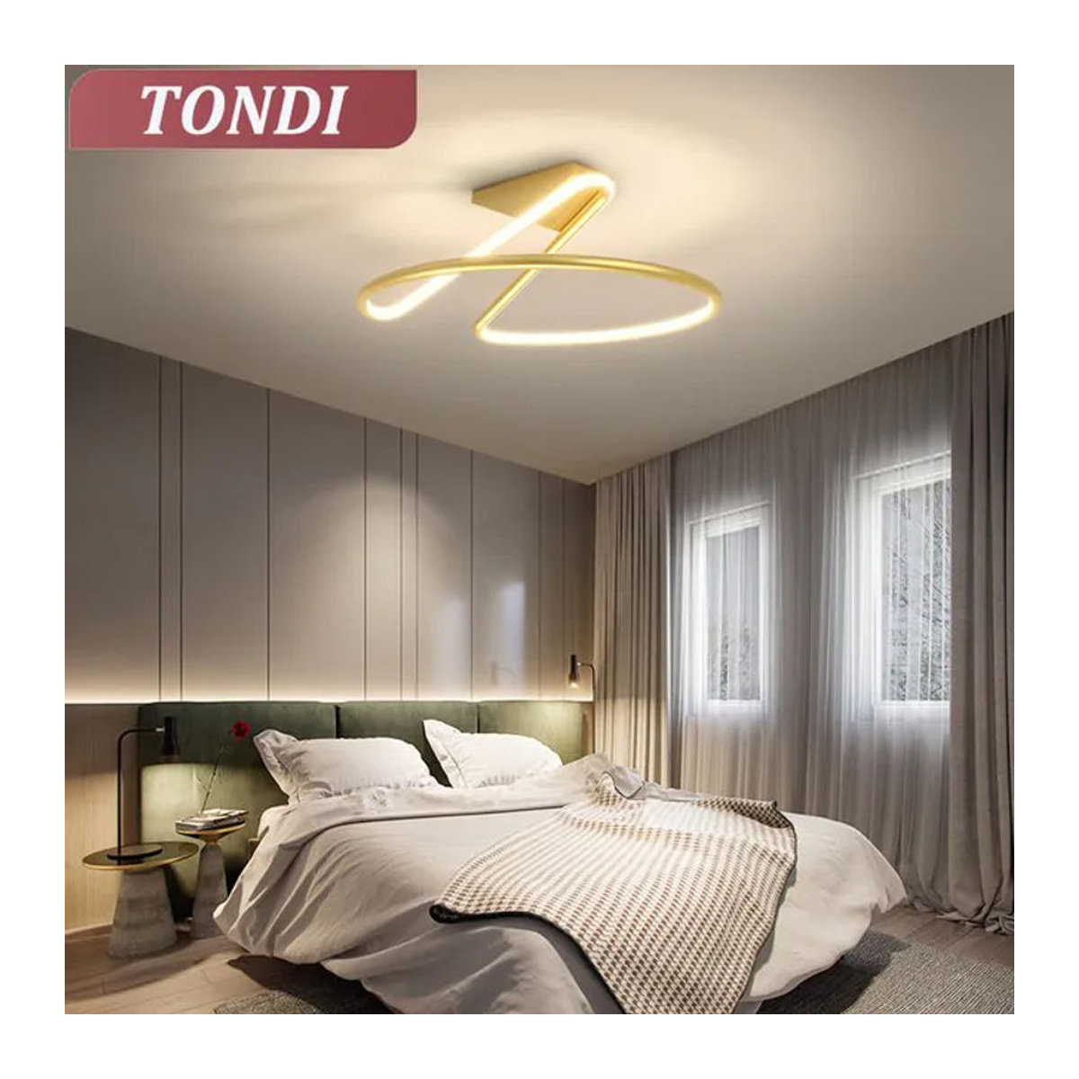 TONDI Moderner minimalistischer LED-Kronleuchter in Schwarz für Wohnzimmer, Schlafzimmer und Flur - Bild 1