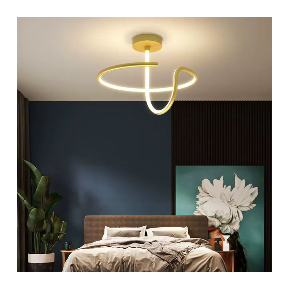 TONDI Moderner minimalistischer LED-Kronleuchter in Schwarz für Wohnzimmer, Schlafzimmer und Flur - Bild 3