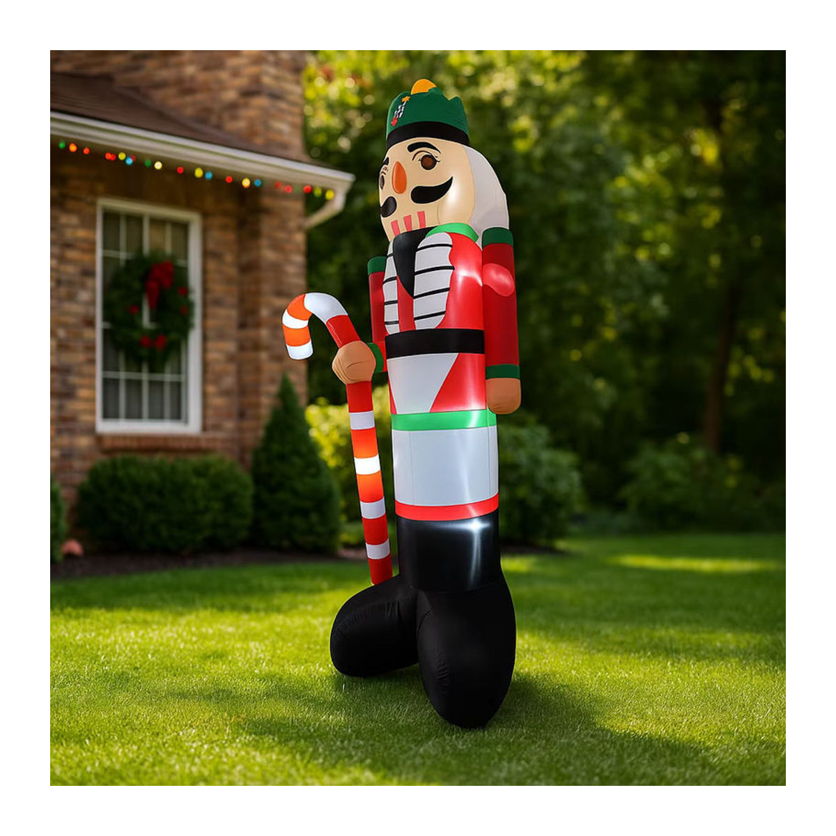 TONGHUANIU Aufblasbarer Nussknacker Soldat mit Zuckerstange und LED-Beleuchtung als mehrfarbige Weihnachtsdekoration für Garten und Hof, Höhe: 3,6 m - Bild 4