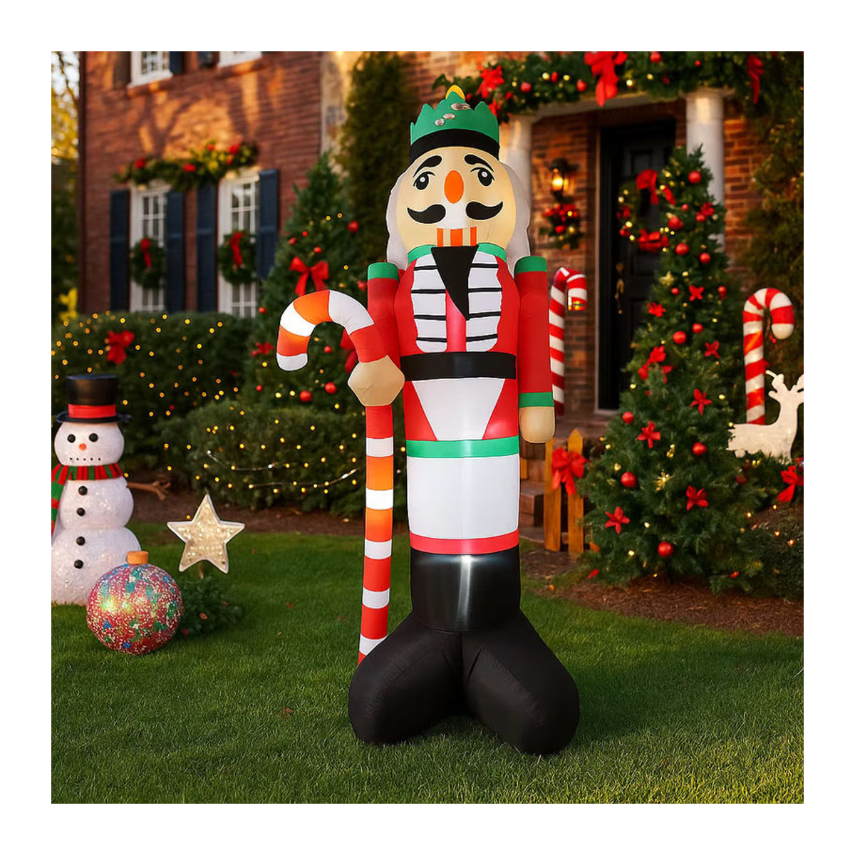 TONGHUANIU Aufblasbarer Nussknacker Soldat mit Zuckerstange und LED-Beleuchtung als mehrfarbige Weihnachtsdekoration für Garten und Hof, Höhe: 3,6 m - Bild 5