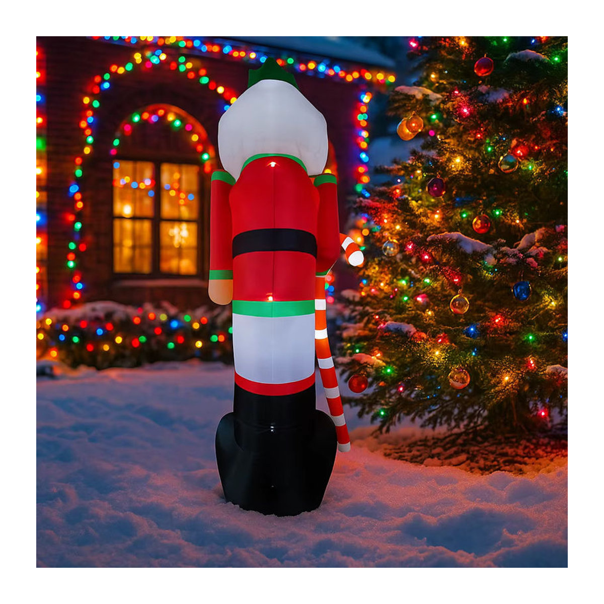 TONGHUANIU Aufblasbarer Nussknacker Soldat mit Zuckerstange und LED-Beleuchtung als mehrfarbige Weihnachtsdekoration für Garten und Hof, Höhe: 3,6 m - Bild 6