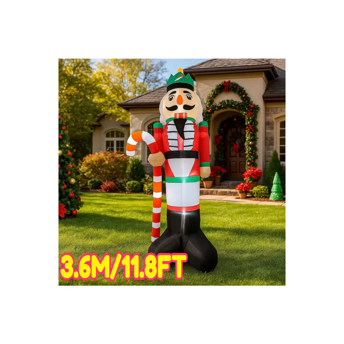 TONGHUANIU Aufblasbarer Nussknacker Soldat mit Zuckerstange und LED-Beleuchtung als mehrfarbige Weihnachtsdekoration für Garten und Hof, Höhe: 3,6 m - Bild 7
