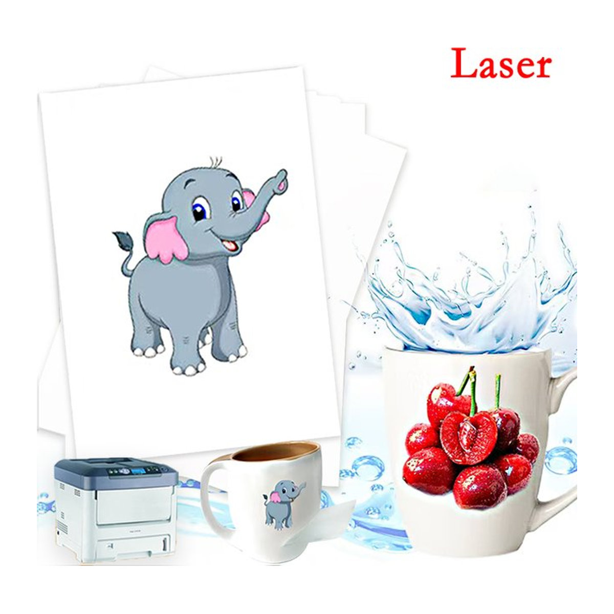 Tonpei Laser Wasserübertragungsfolie A4 Transferpapier für DIY Projekte auf Porzellan, Glas und Metall in Weiß und Transparent - Bild 1