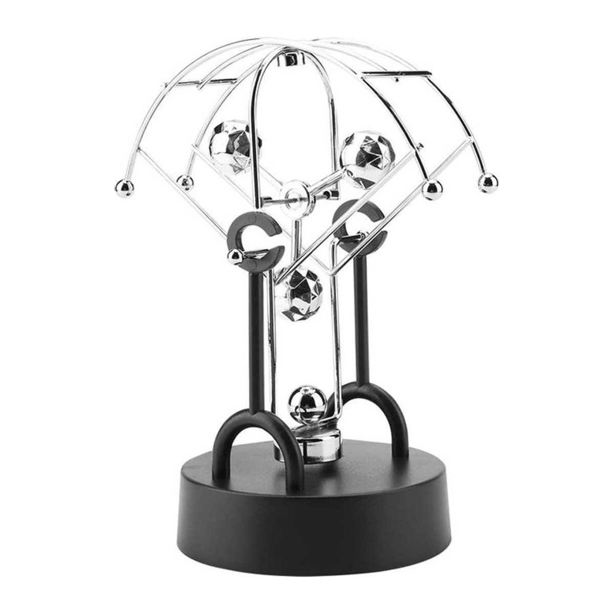 Tooarts Kinetische Kunst Dekoration Silber Elektronisches Perpetuum Mobile aus Metall und Kunststoff, batteriebetrieben - Bild 1