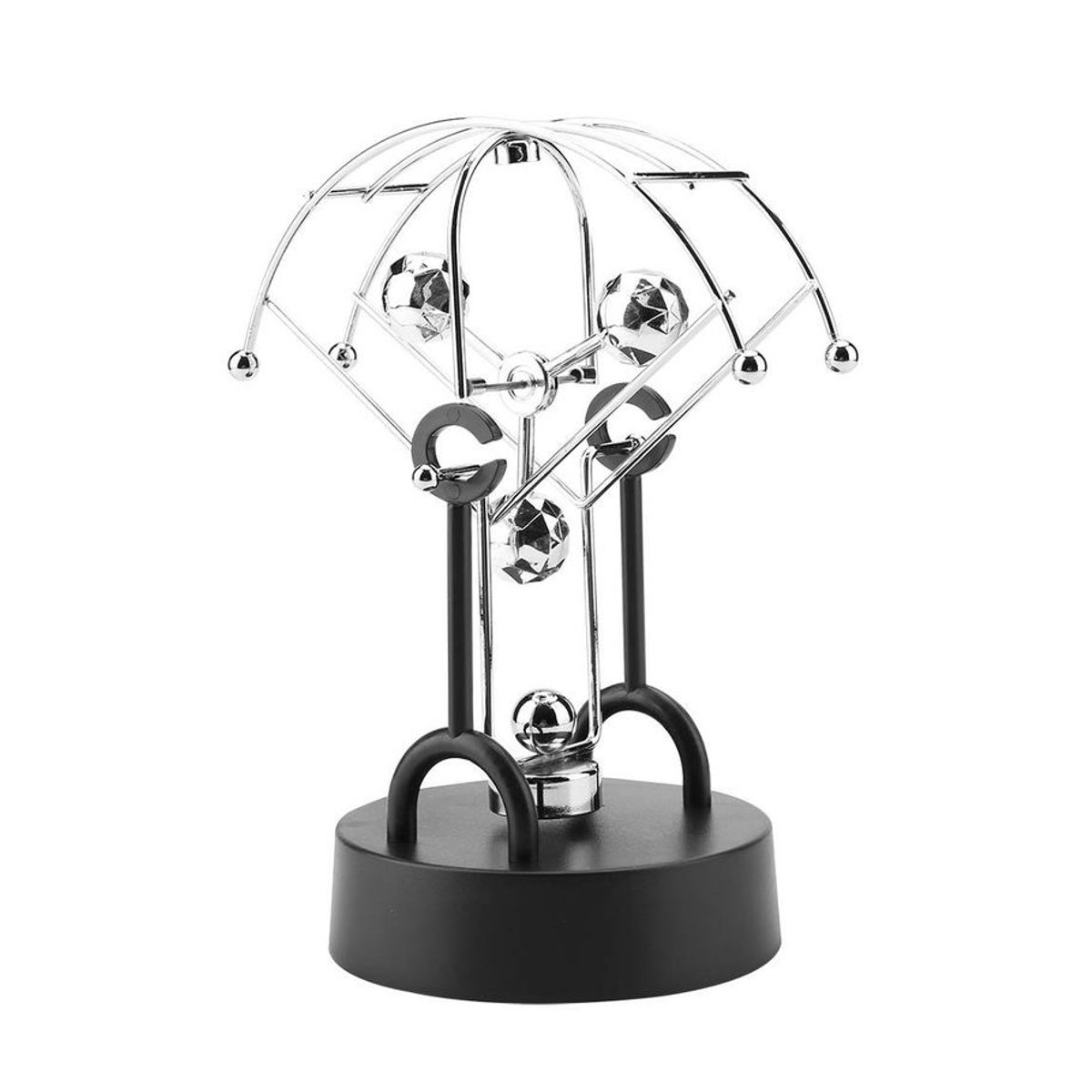 Tooarts Kinetische Kunst Dekoration Silber Elektronisches Perpetuum Mobile aus Metall und Kunststoff, batteriebetrieben - Bild 5