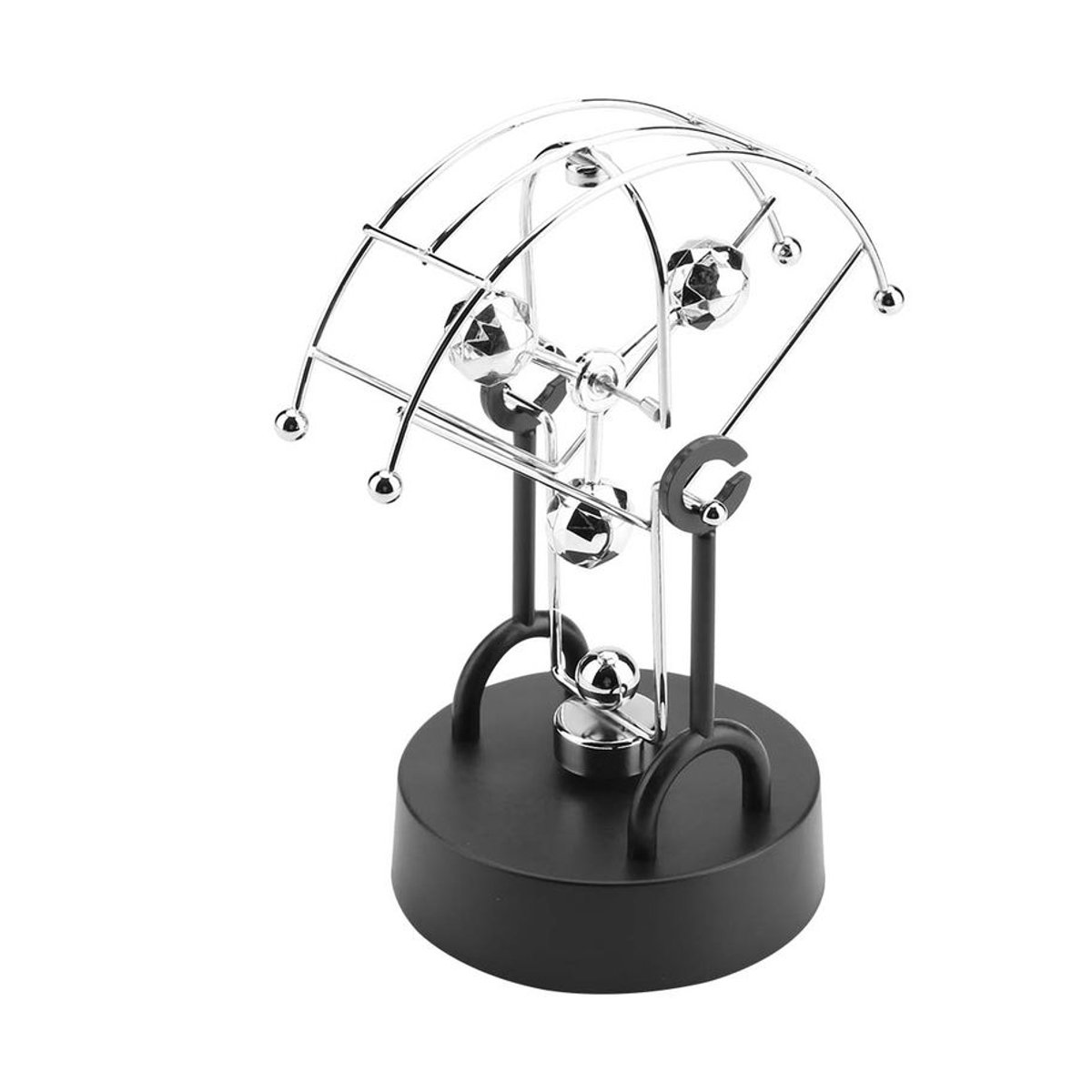 Tooarts Kinetische Kunst Dekoration Silber Elektronisches Perpetuum Mobile aus Metall und Kunststoff, batteriebetrieben - Bild 6