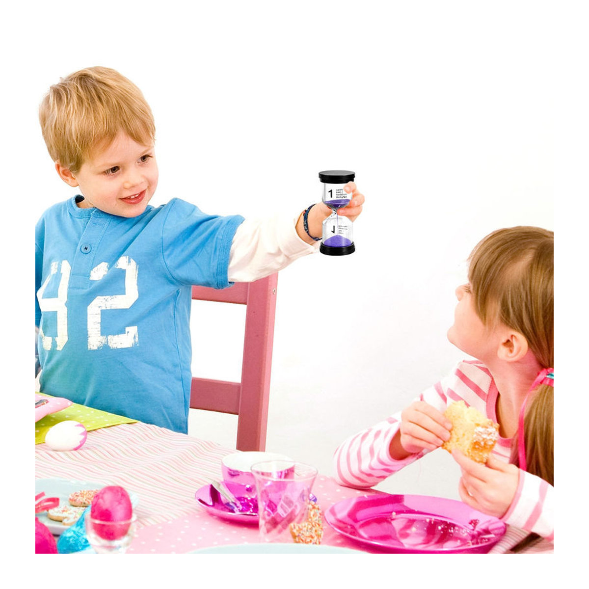 Tooarts Sanduhr Set aus Glas in 6 verschiedenen Zeitintervallen 1/3/5/10/15/30 Minuten, mehrfarbig, minimalistisches Design für Kinder und Spiele - Bild 4