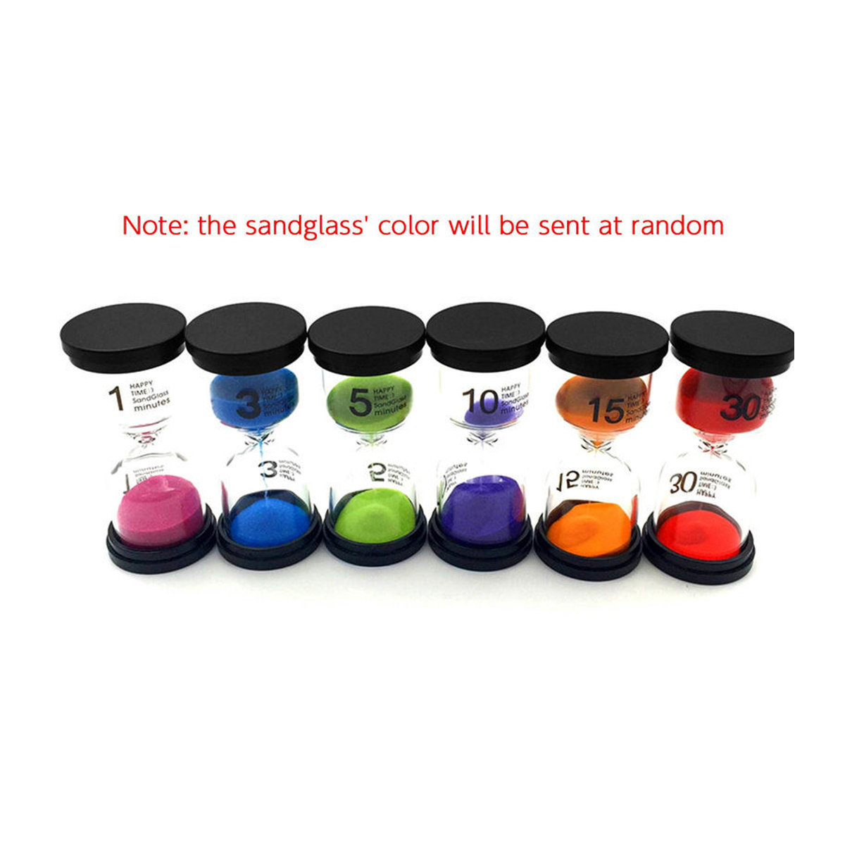 Tooarts Sanduhr Set aus Glas in 6 verschiedenen Zeitintervallen 1/3/5/10/15/30 Minuten, mehrfarbig, minimalistisches Design für Kinder und Spiele - Bild 9