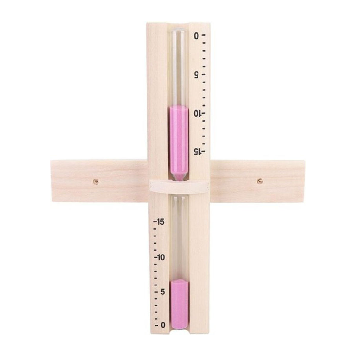 Tooarts Sanduhr Timer für die Sauna mit 15 Minuten Laufzeit aus Holz und Glas in Braun mit rosa Sand zur Wandmontage - Bild 1