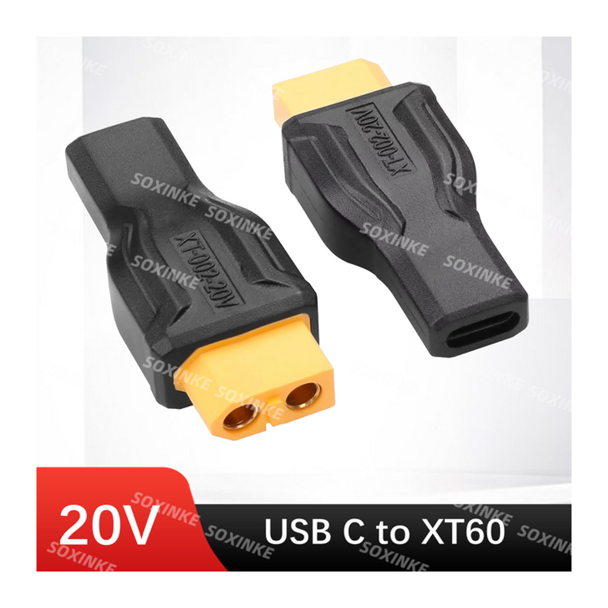 Toolkitrc USB-C auf XT60 Adapter, Typ C auf XT60 Ladeanschlussstecker für Energiespeicher und Außenstrom, Schwarz, 100 W - Bild 1