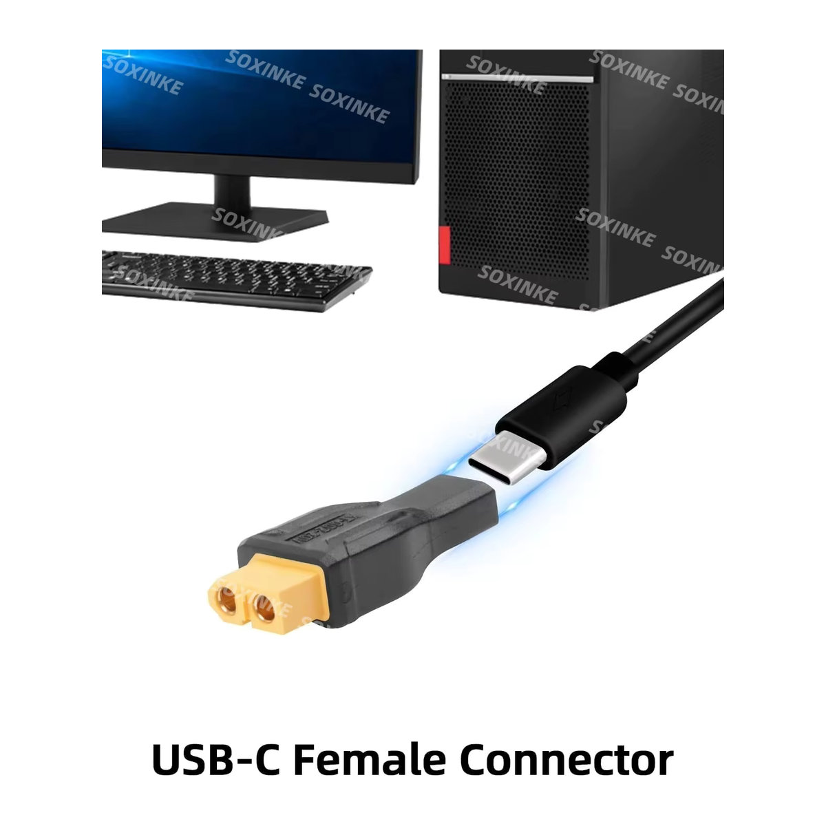 Toolkitrc USB-C auf XT60 Adapter, Typ C auf XT60 Ladeanschlussstecker für Energiespeicher und Außenstrom, Schwarz, 100 W - Bild 2
