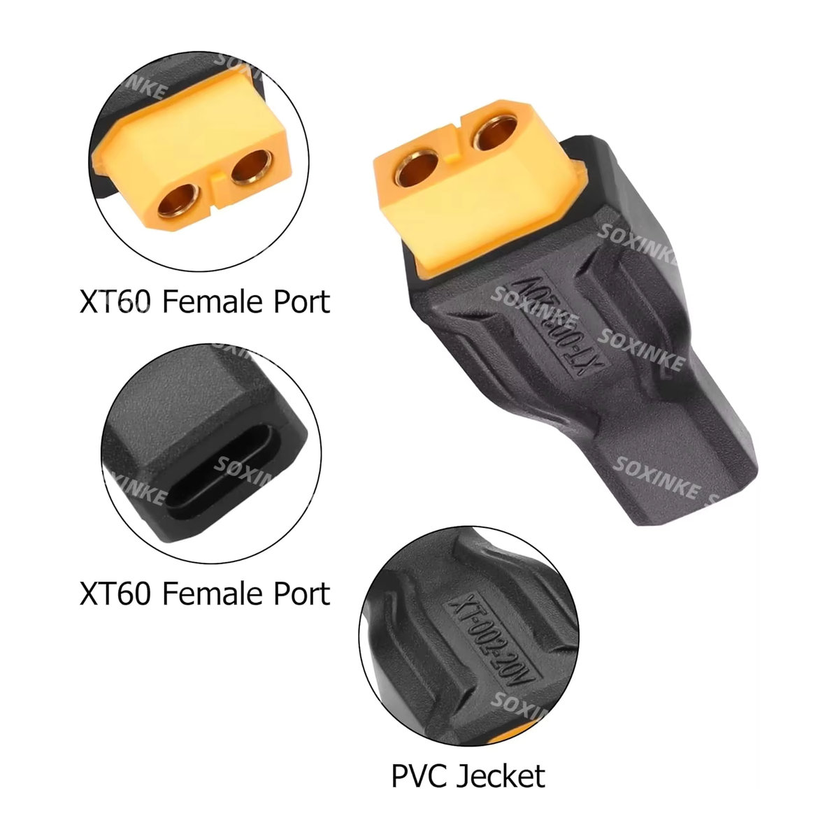 Toolkitrc USB-C auf XT60 Adapter, Typ C auf XT60 Ladeanschlussstecker für Energiespeicher und Außenstrom, Schwarz, 100 W - Bild 4