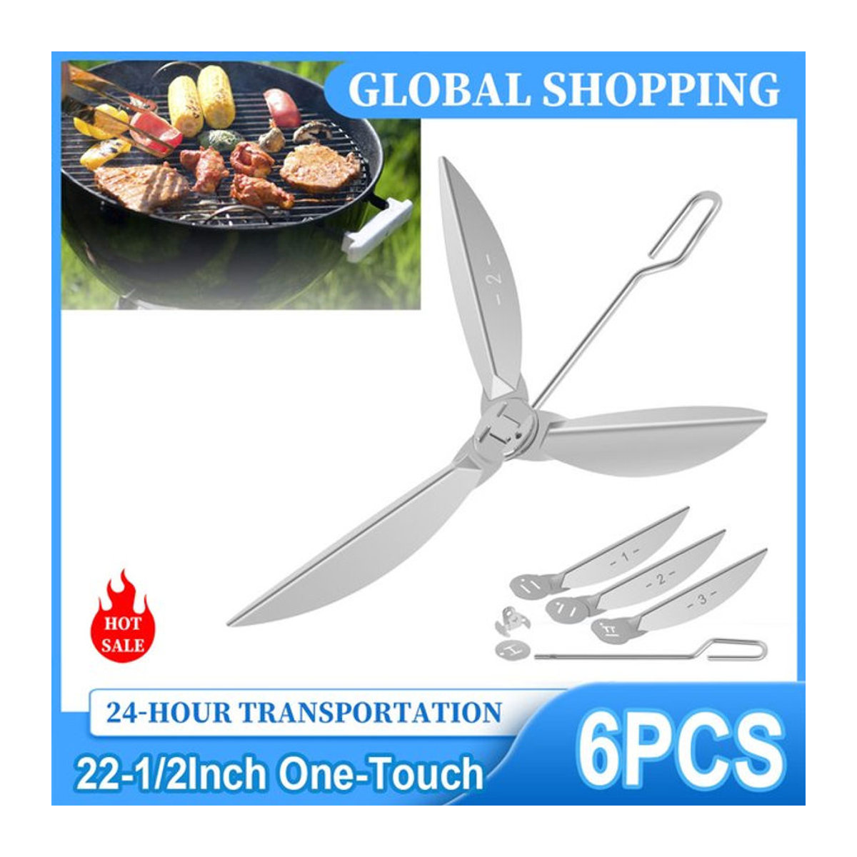Toorise One-Touch Reinigungssystem Kit für 22-1/2 Zoll Holzkohlegrills aus Edelstahl - Bild 1