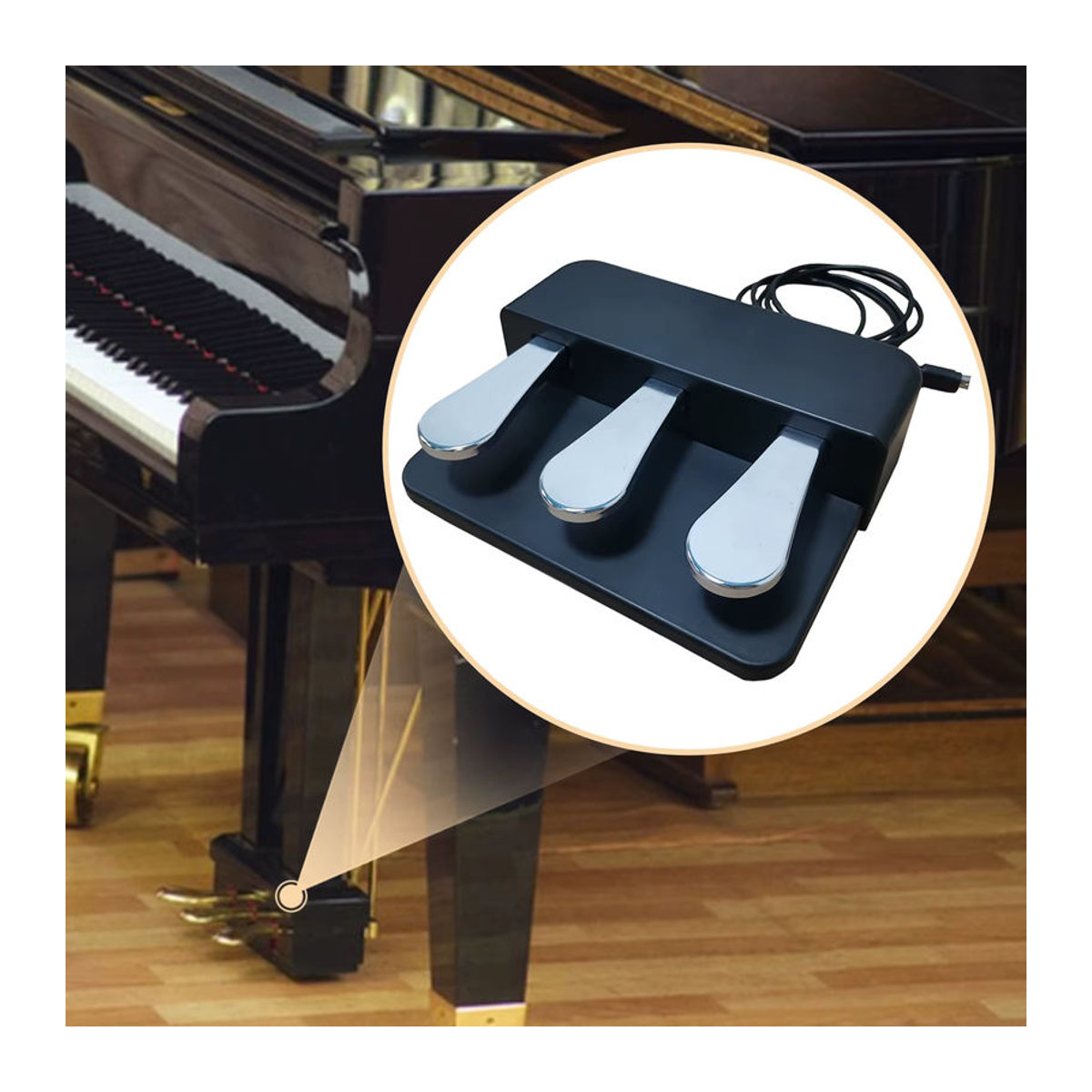 Tooyful 3-Pedaleinheit mit weichem Sostenuto-Sustain-Pedal in Schwarz für elektrische Klaviere und Tastaturen - Bild 4