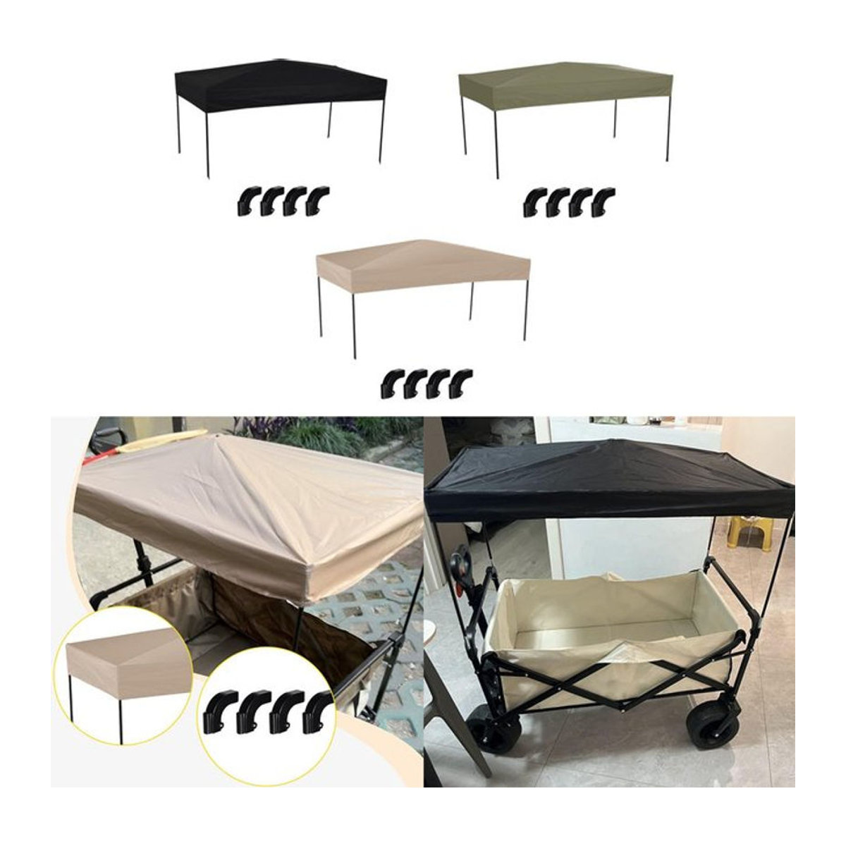 Tooyful Markise als Ersatz-Überdachungshülle für Campingwagen und Garten-Schubmarkisen in Braun oder Beige, passend für 1,5 cm Vierkantrohre - Bild 1