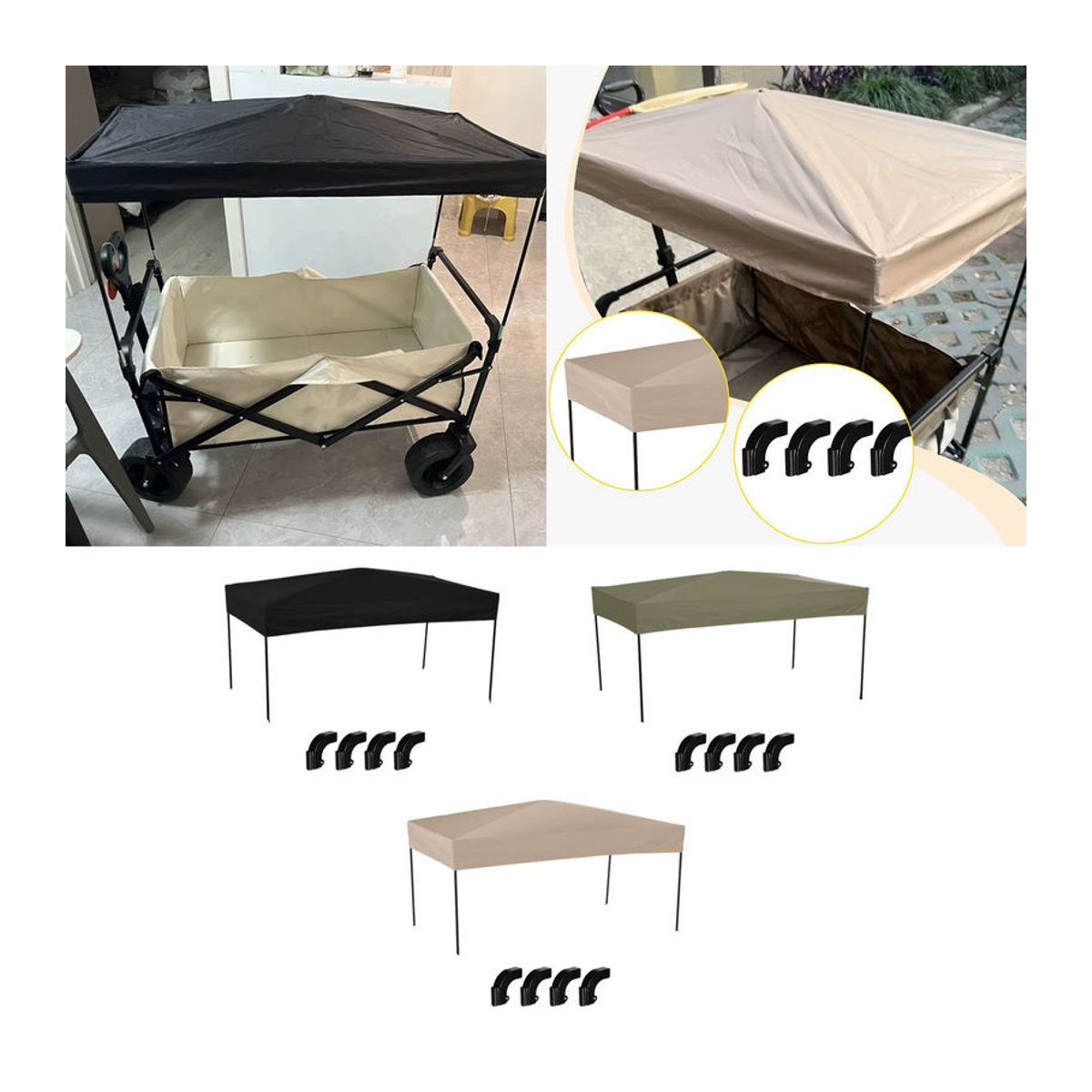 Tooyful Markise als Ersatz-Überdachungshülle für Campingwagen und Garten-Schubmarkisen in Braun oder Beige, passend für 1,5 cm Vierkantrohre - Bild 2