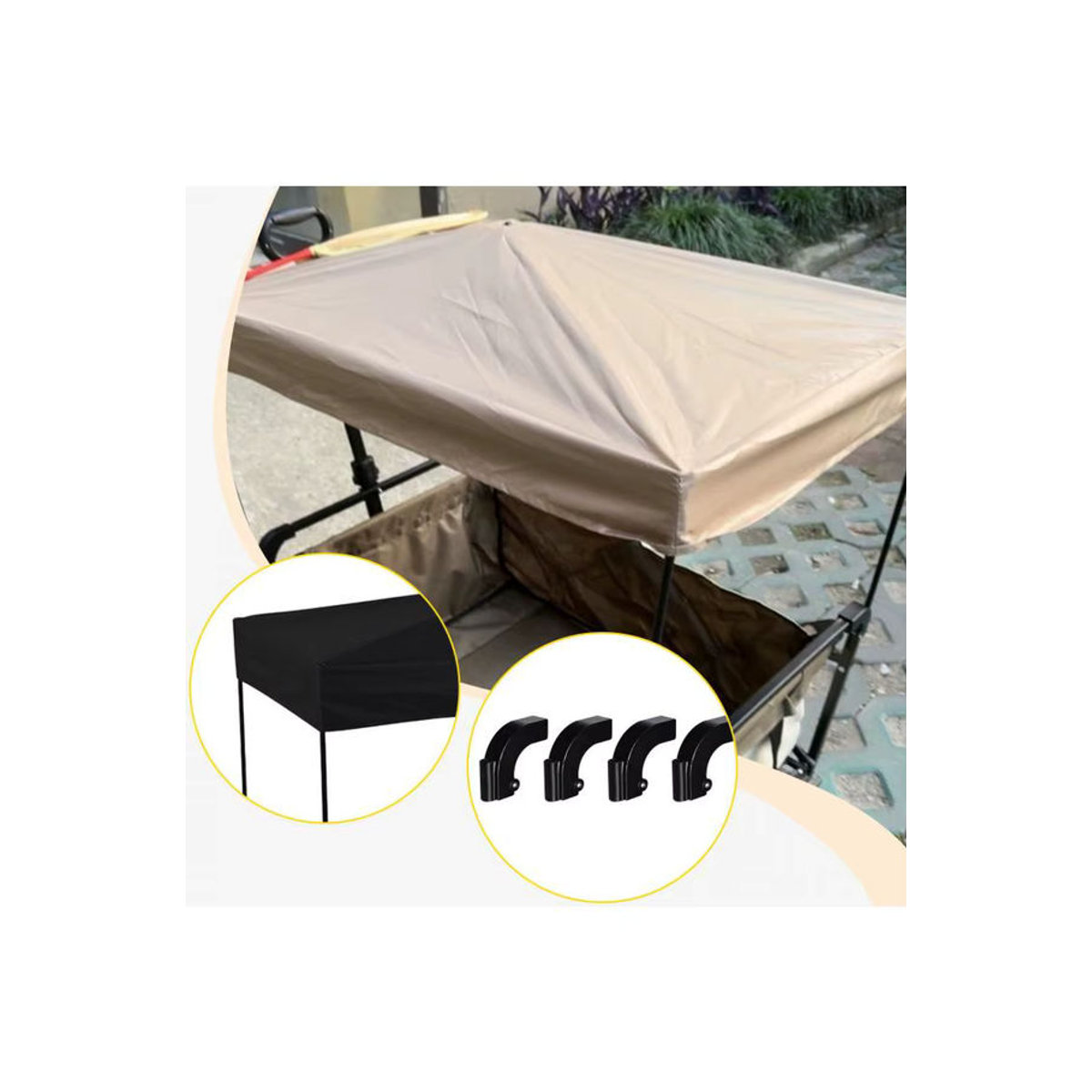 Tooyful Markise als Ersatz-Überdachungshülle für Campingwagen und Garten-Schubmarkisen in Braun oder Beige, passend für 1,5 cm Vierkantrohre - Bild 6