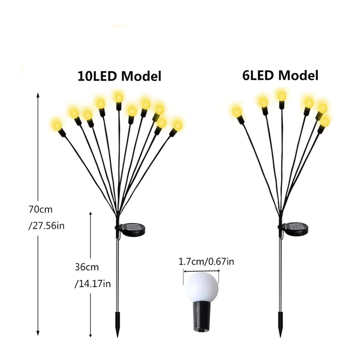 Topdii LED Solar Wegeleuchte Schwarz mit 6/10 LED Fairy Lights für Garten und Terrasse - Bild 2