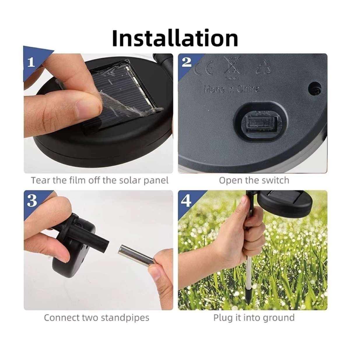 Topdii LED Solar Wegeleuchte Schwarz mit 6/10 LED Fairy Lights für Garten und Terrasse - Bild 3
