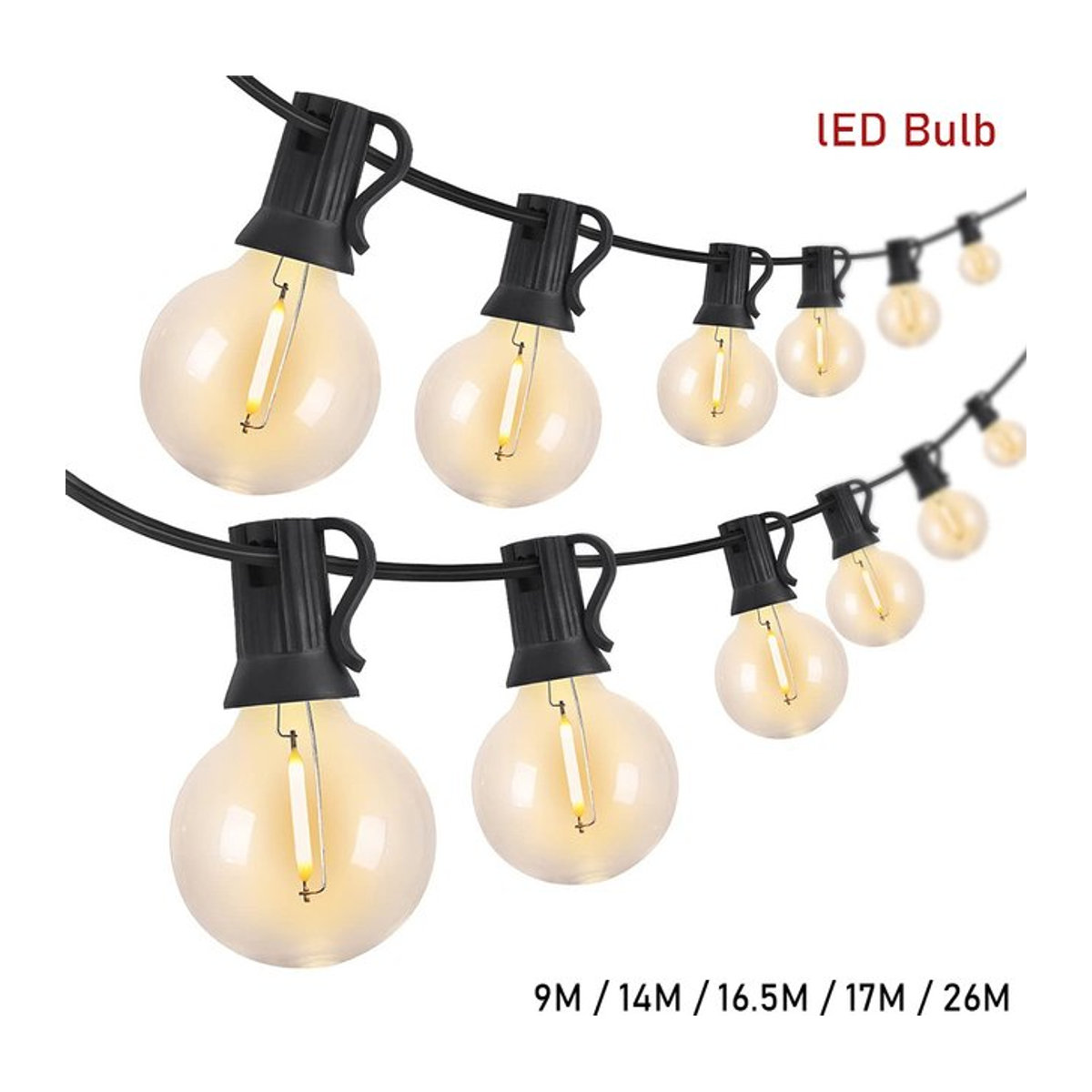 Topdii Retro LED Globe String Lights G40 Dekorative Girlande für Garten, Terrasse und Outdoor-Partys - Bild 1