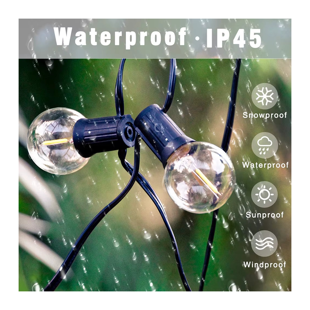 Topdii Retro LED Globe String Lights G40 Dekorative Girlande für Garten, Terrasse und Outdoor-Partys - Bild 4