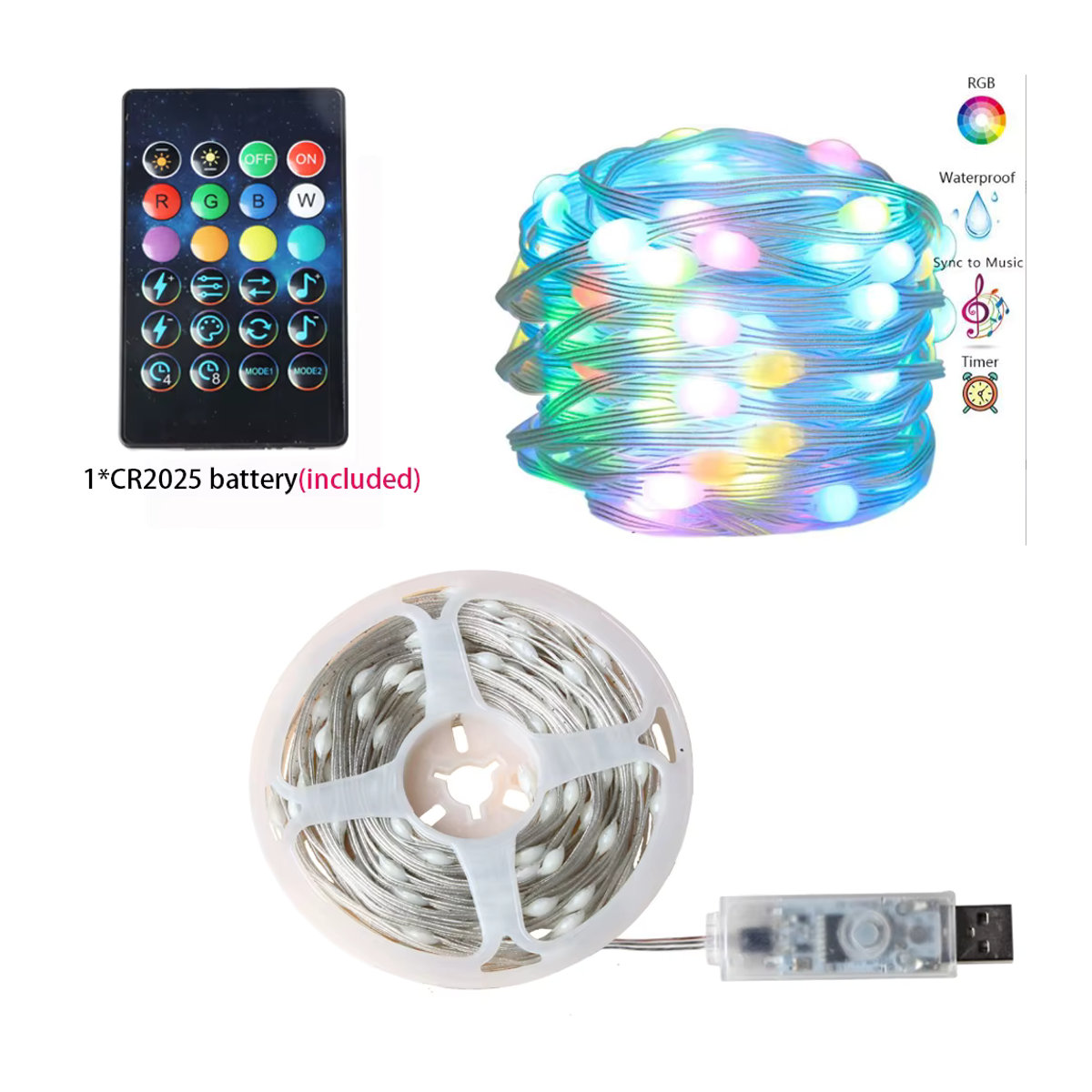 Topdii RGB LED Lichterkette 10m Bunt mit App-Steuerung und Bluetooth via USB für Innen und Außen - Bild 2