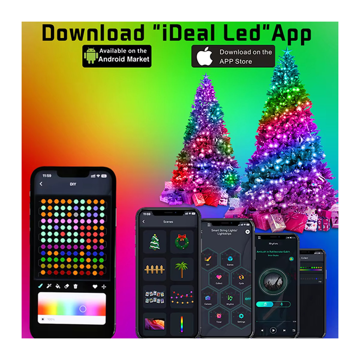 Topdii RGB LED Lichterkette 10m Bunt mit App-Steuerung und Bluetooth via USB für Innen und Außen - Bild 4