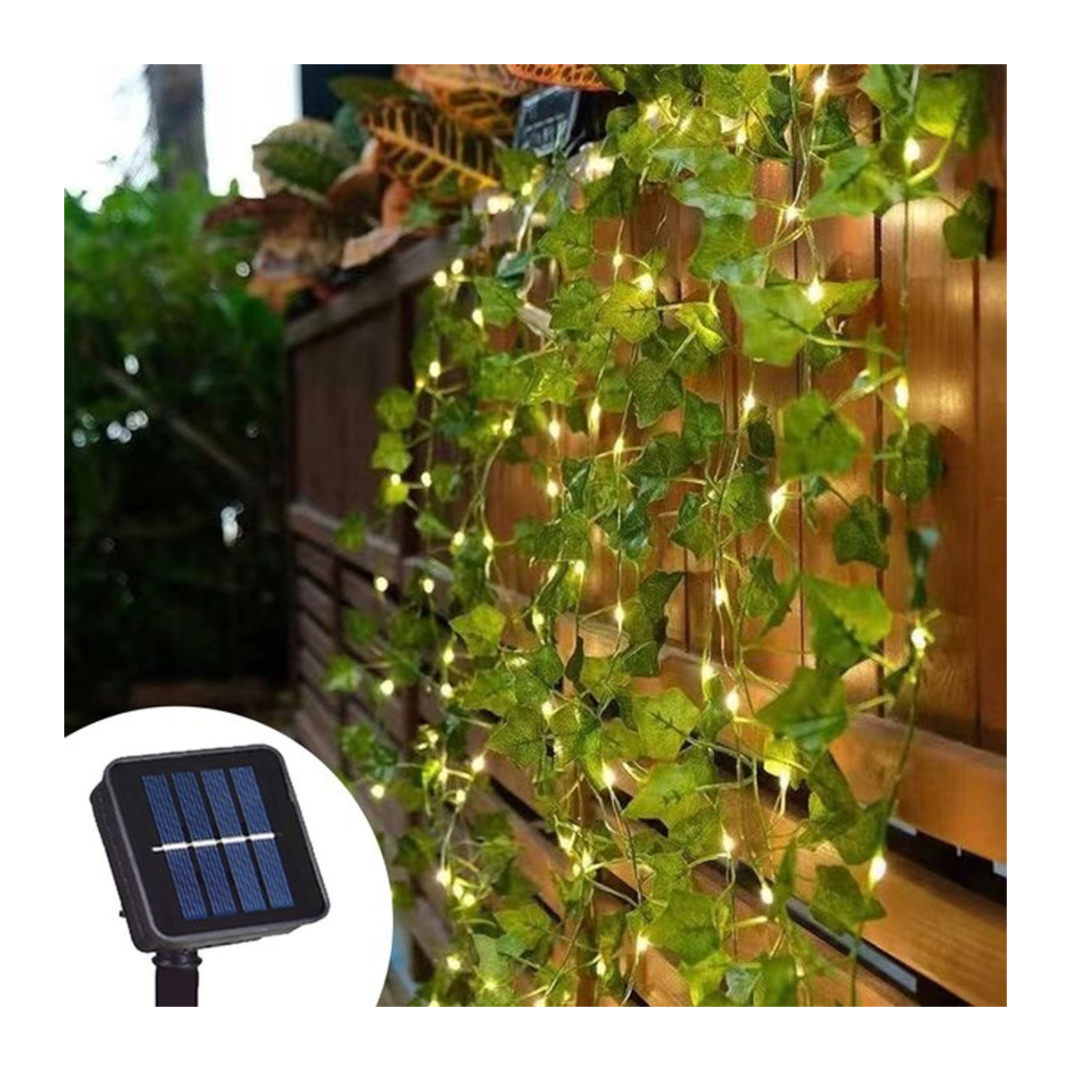 Topdii Solar LED Efeu-Lichterkette mit grünen Blättern für Garten und Dekoration - Bild 1