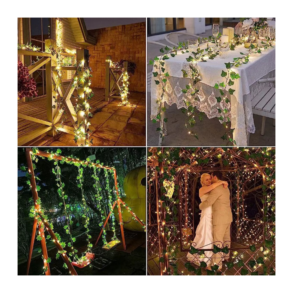 Topdii Solar LED Efeu-Lichterkette mit grünen Blättern für Garten und Dekoration - Bild 5