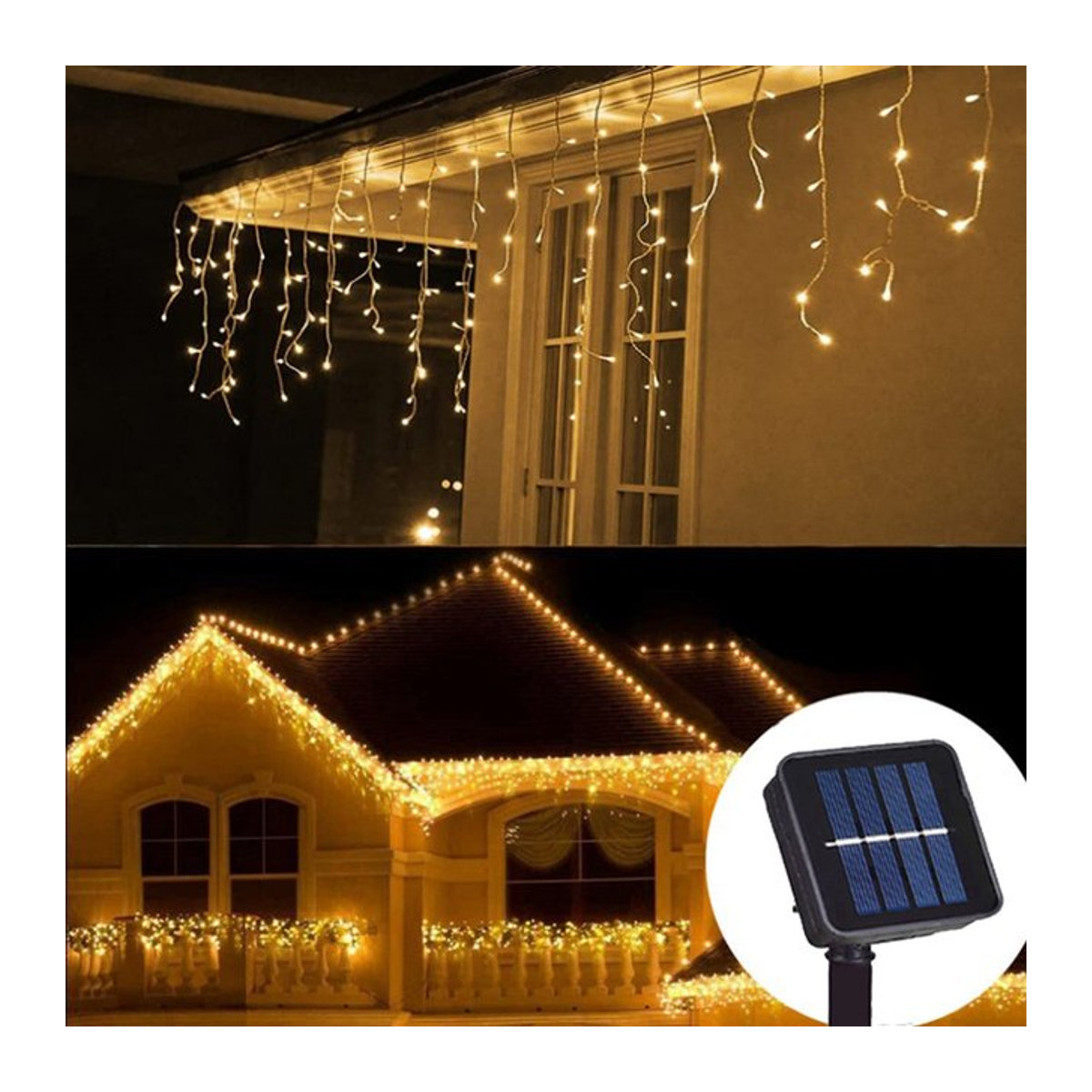 Topdii Solar LED Eiszapfen Lichterkette in Weiß für Außenbereich und Dekoration - Bild 1