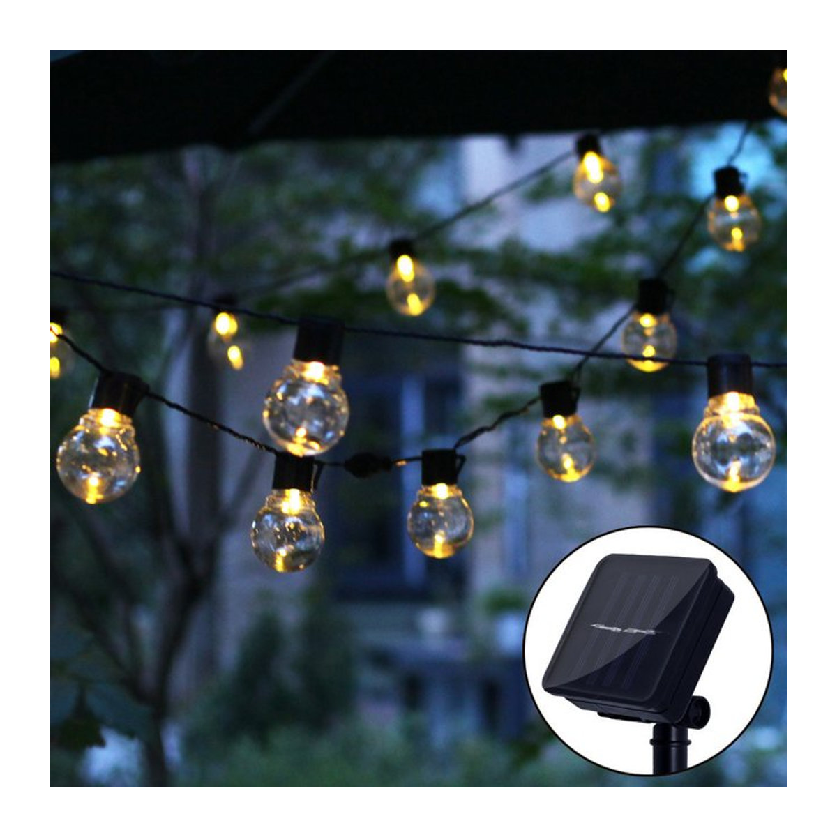 Topdii Solar LED Globe Lichterkette mit gelben Glühbirnen für Garten Terrasse und Hochzeit - Bild 1