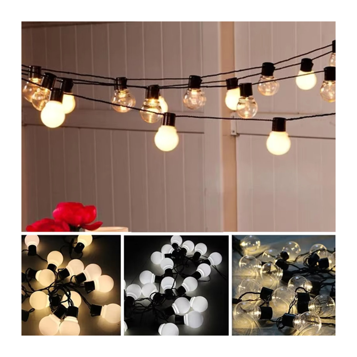 Topdii Solar LED Globe Lichterkette mit gelben Glühbirnen für Garten Terrasse und Hochzeit - Bild 4