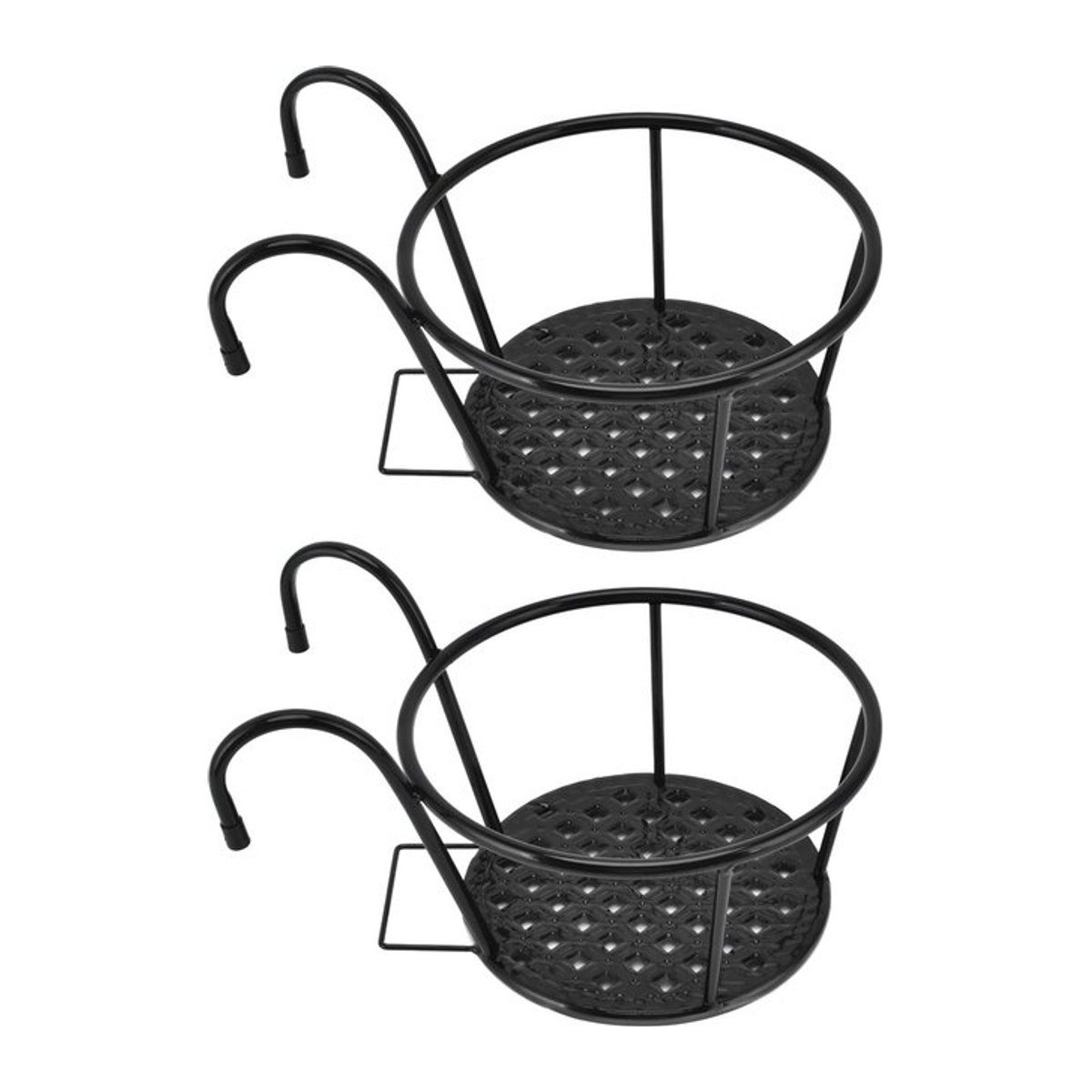 TOPINCN 2er Set Hängende Pflanzkörbe aus Metall in Schwarz mit Herz-Design und Haken für Terrasse und Balkon - Bild 1